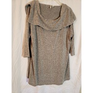 Women's Est 1948 18/20 Black & White Design 3/4 Sleeve Blouse With Sequins (H37)